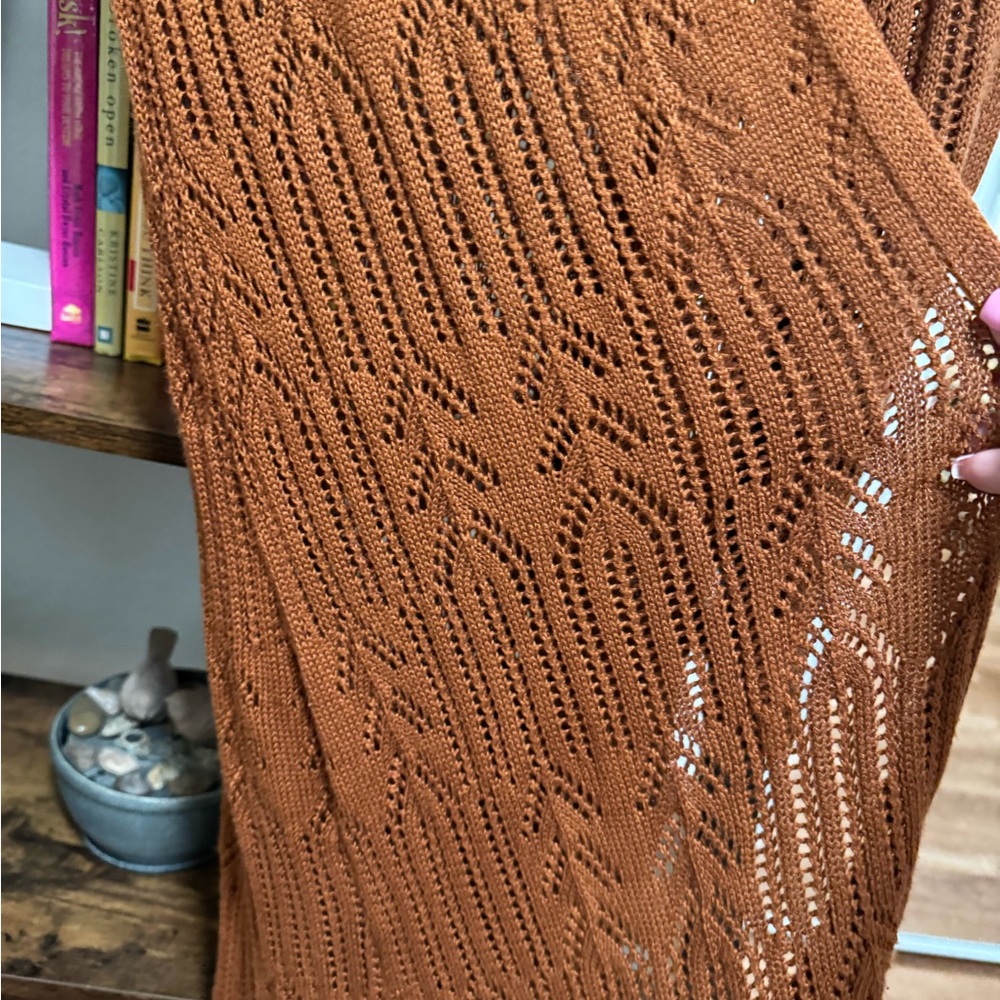 Hooked Up by IOT Rust Open-Knit Sweater - Picture 3 of 5